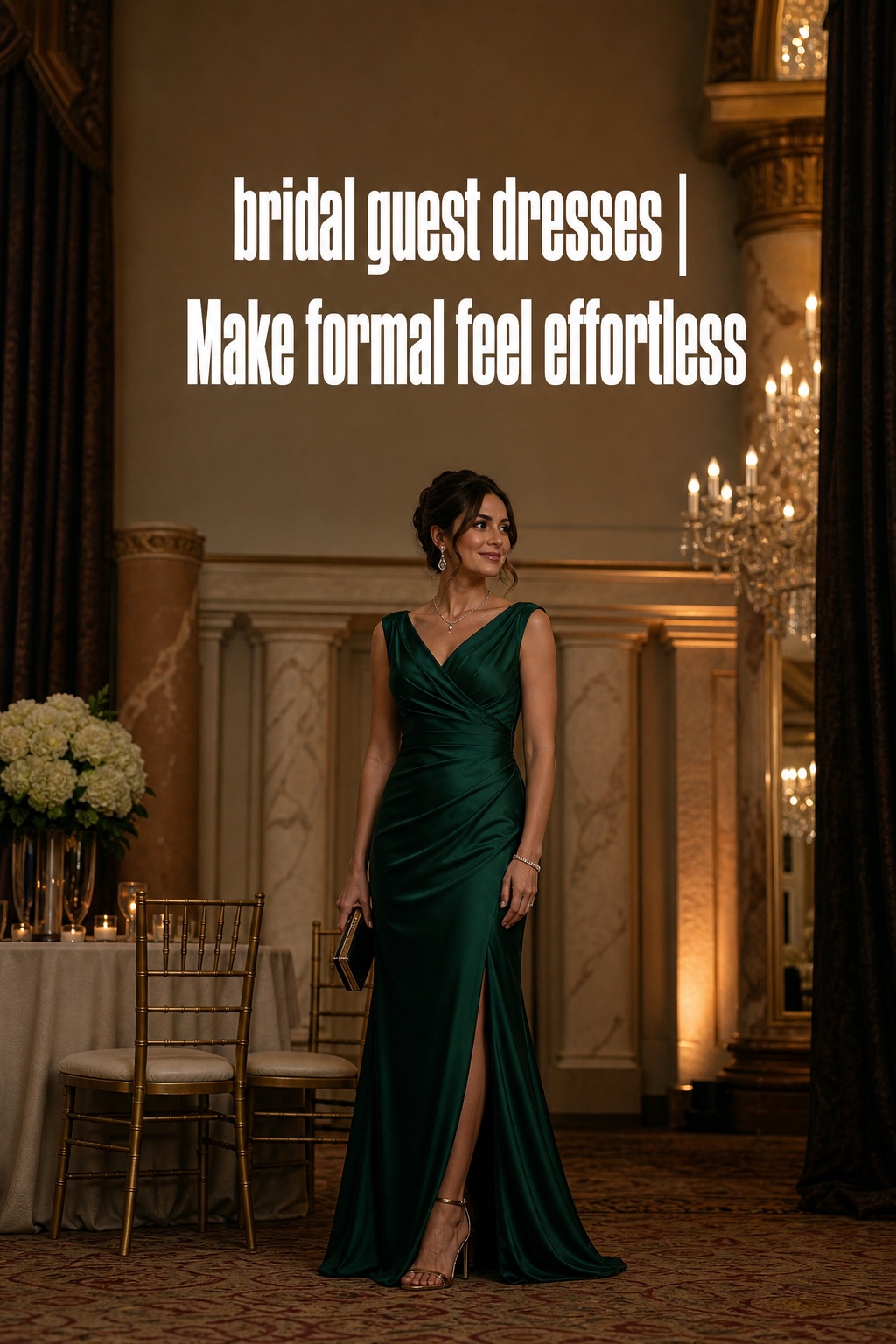 bridal guest dresses emerald floor-length gown for a formal ballroom wedding