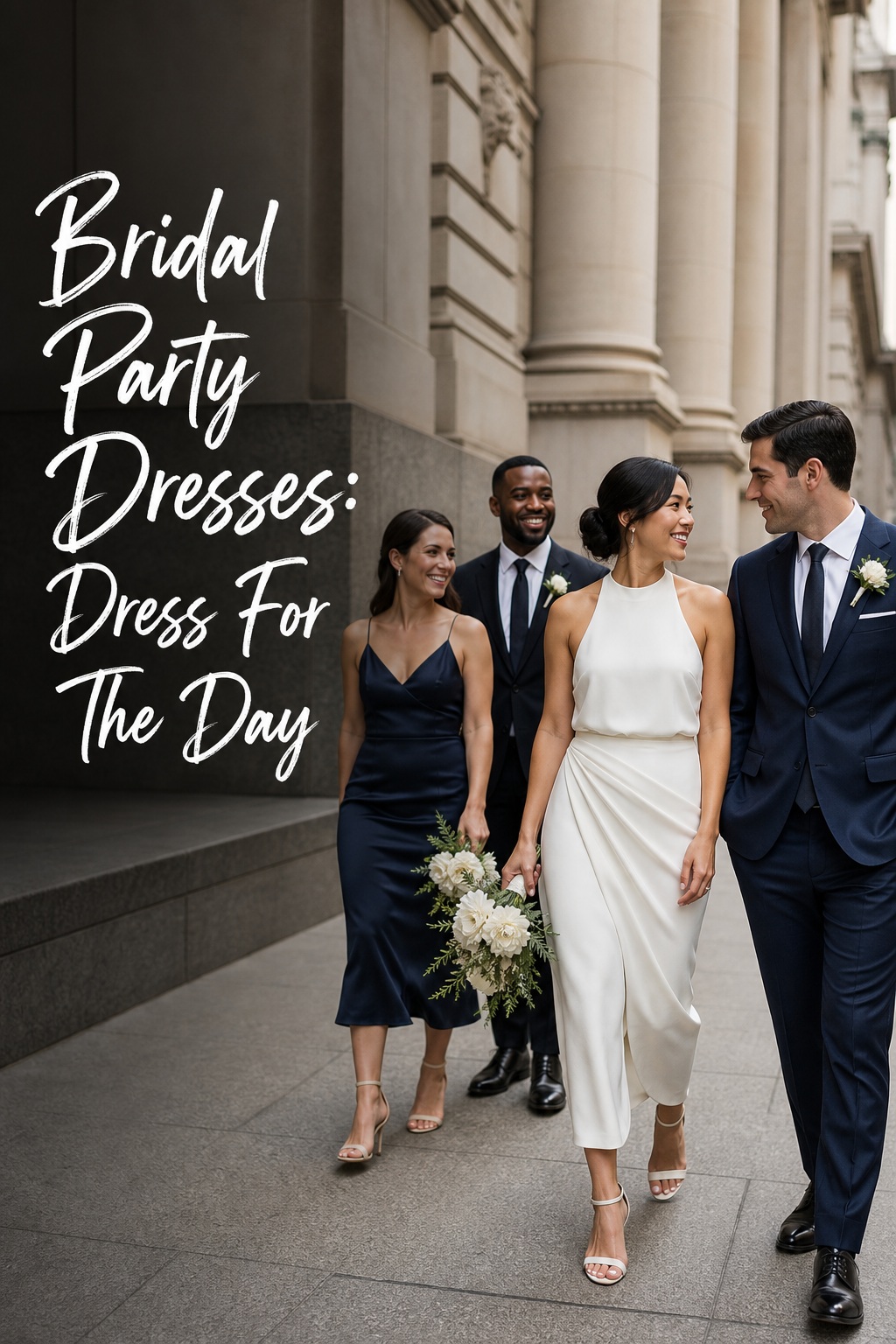 bridal party dresses in terracotta and rose for an autumn wedding