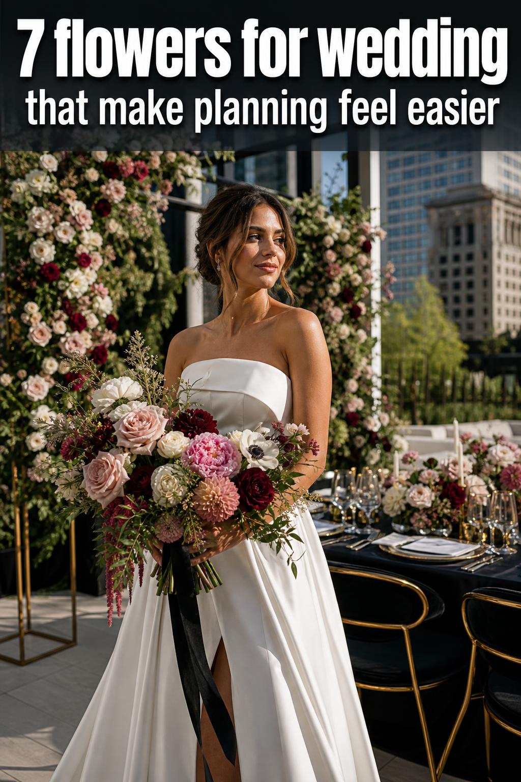 Elegant flowers for wedding bouquet and table arrangement in soft natural light