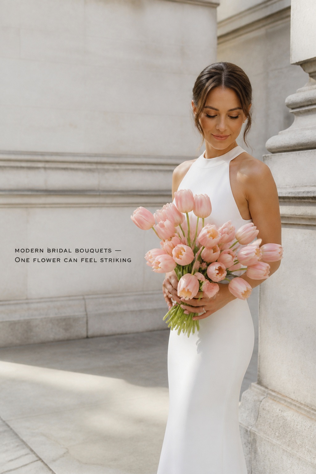 Modern bridal bouquets with ivory calla lilies in a clean hand-tied shape