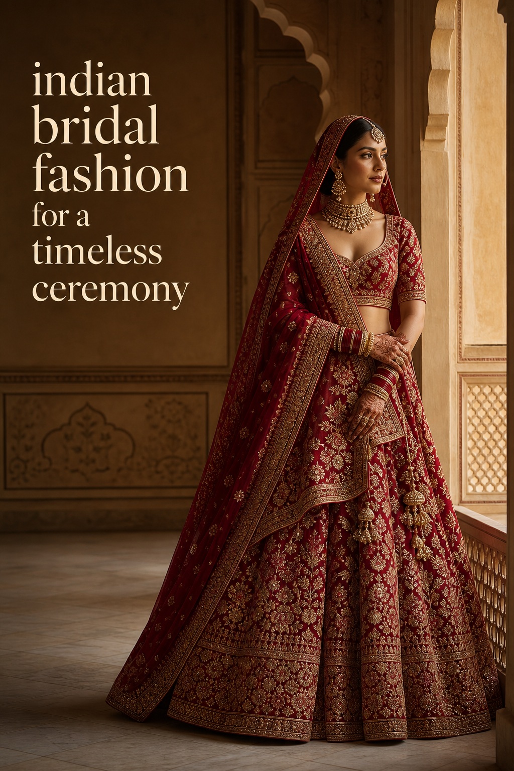 indian bridal fashion in a timeless crimson lehenga ceremony look