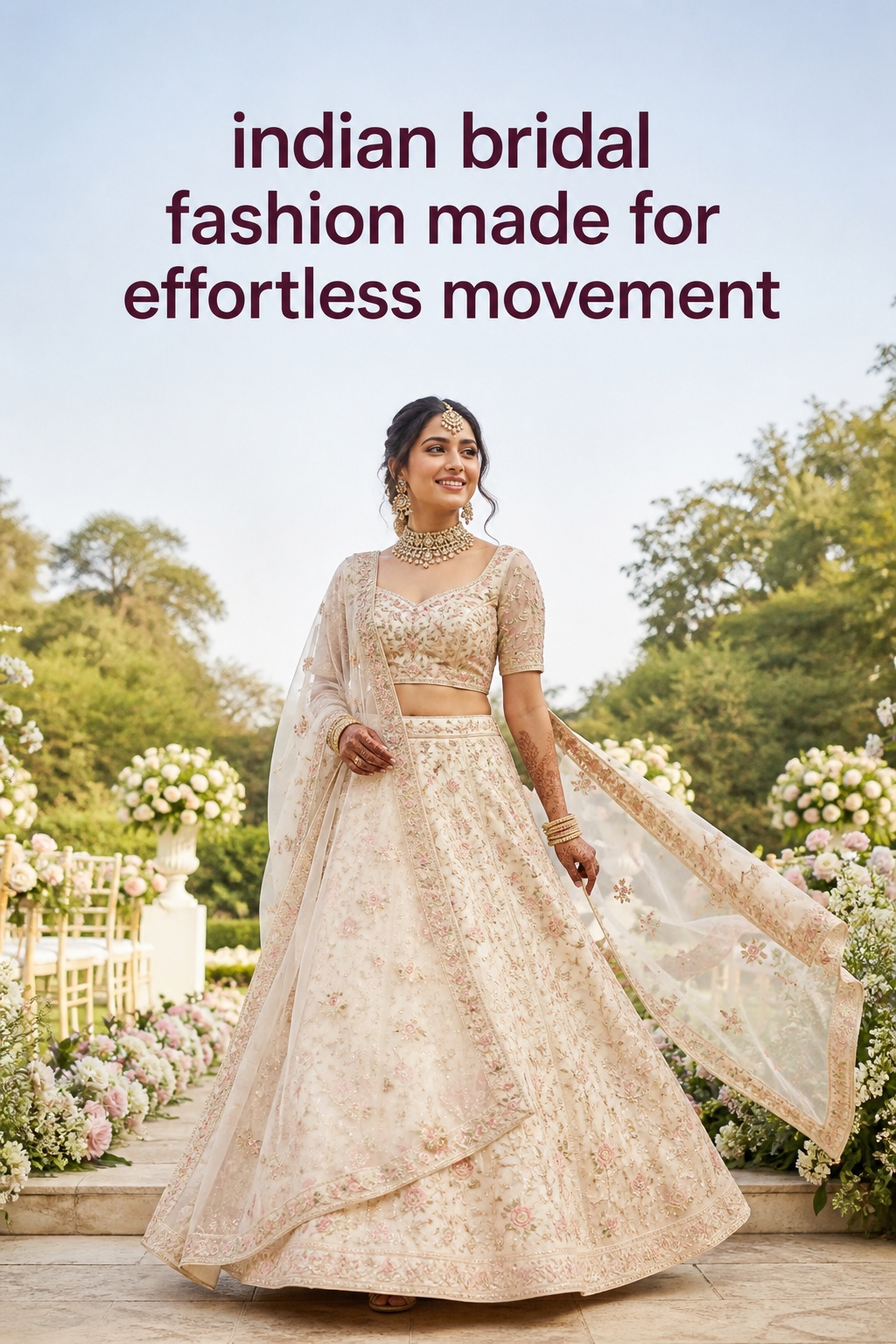 indian bridal fashion in a blush lehenga made for movement
