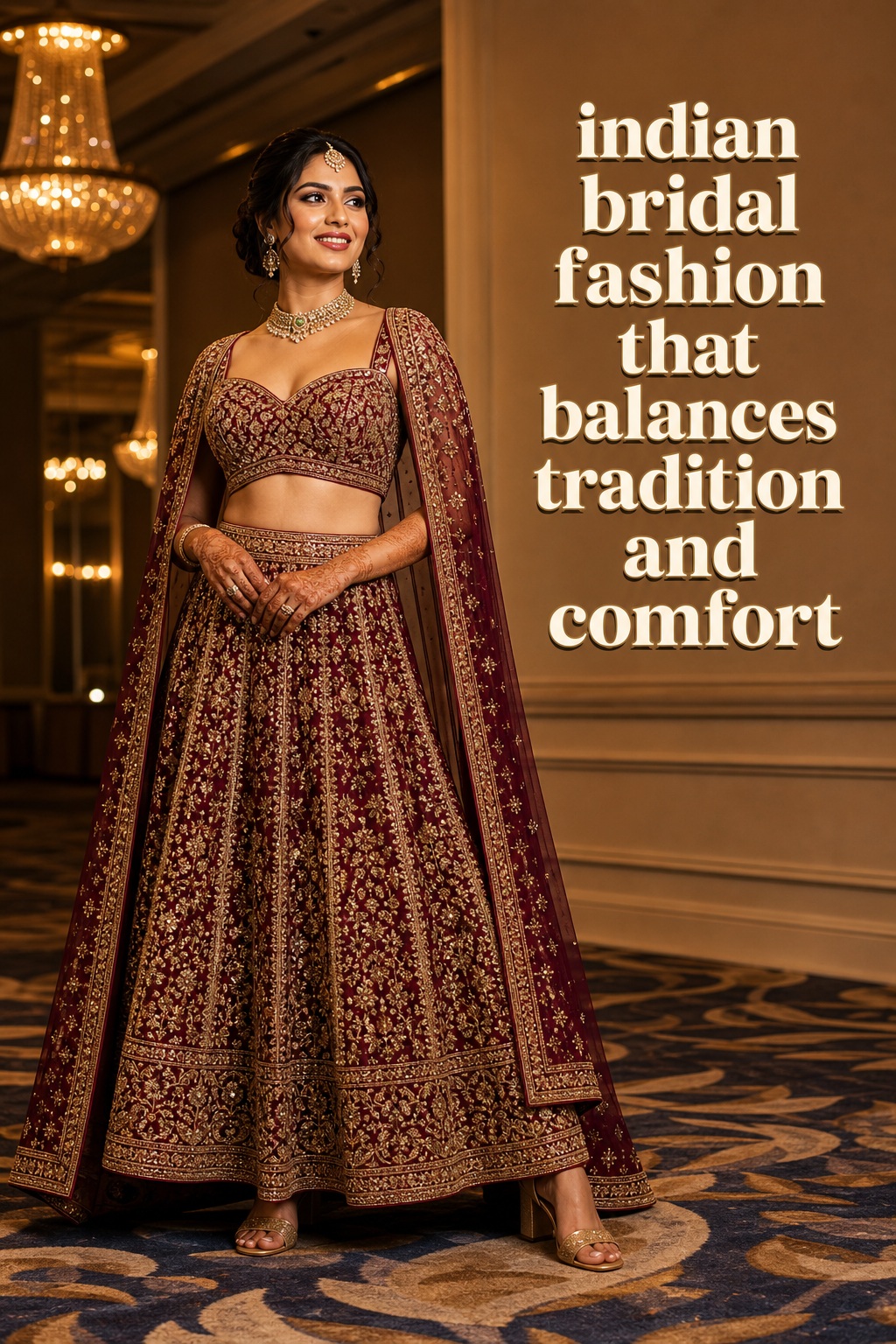 indian bridal fashion balancing tradition and comfort in a ballroom