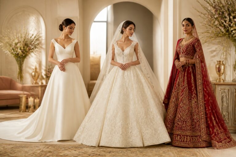 traditional bridal dresses shown in classic and heritage-rooted wedding looks