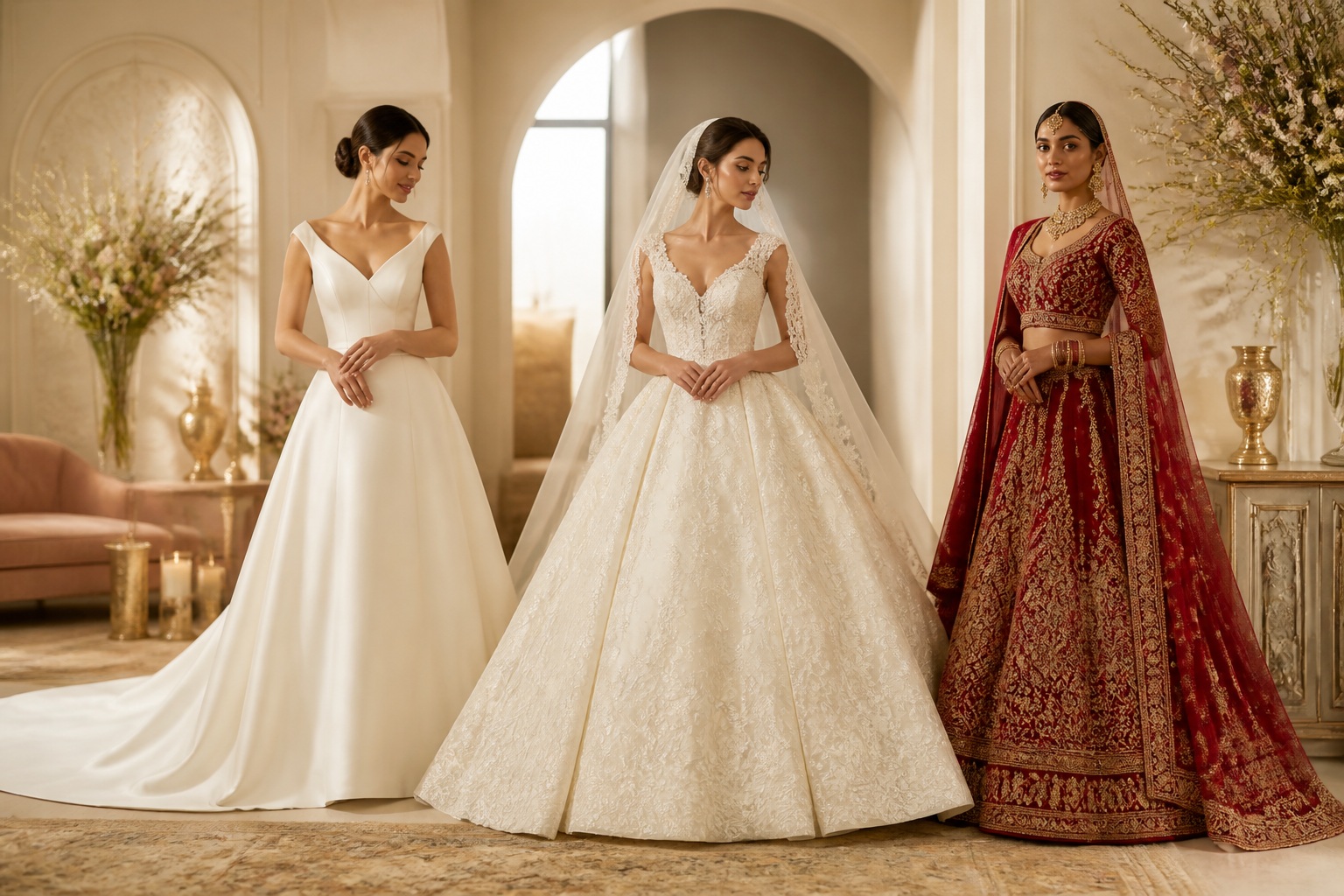 traditional bridal dresses shown in classic and heritage-rooted wedding looks