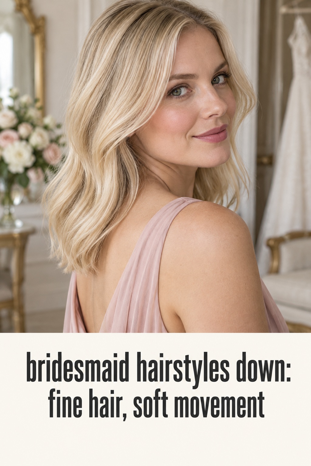 Bridesmaid hairstyles down on fine blonde hair with soft movement