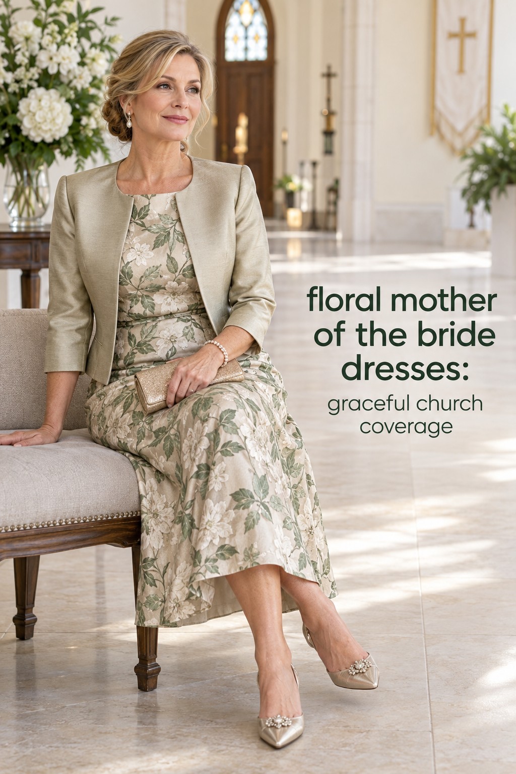 floral mother of the bride dresses with a jacket for church coverage