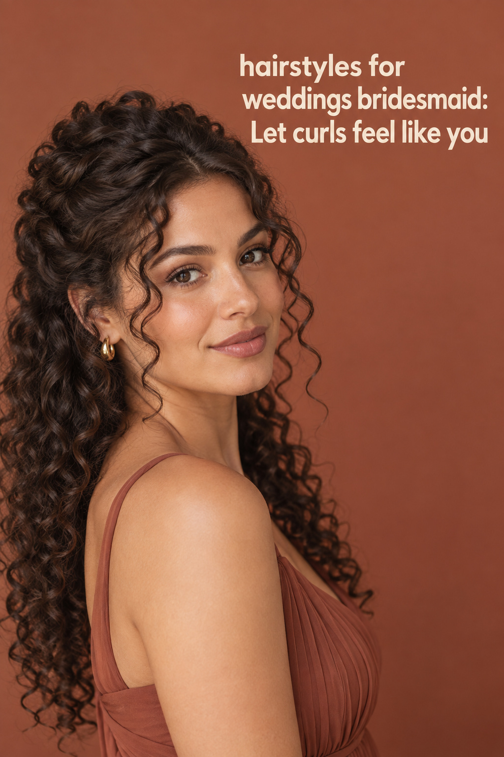Hairstyles for weddings bridesmaid with natural curls in a soft half-up shape