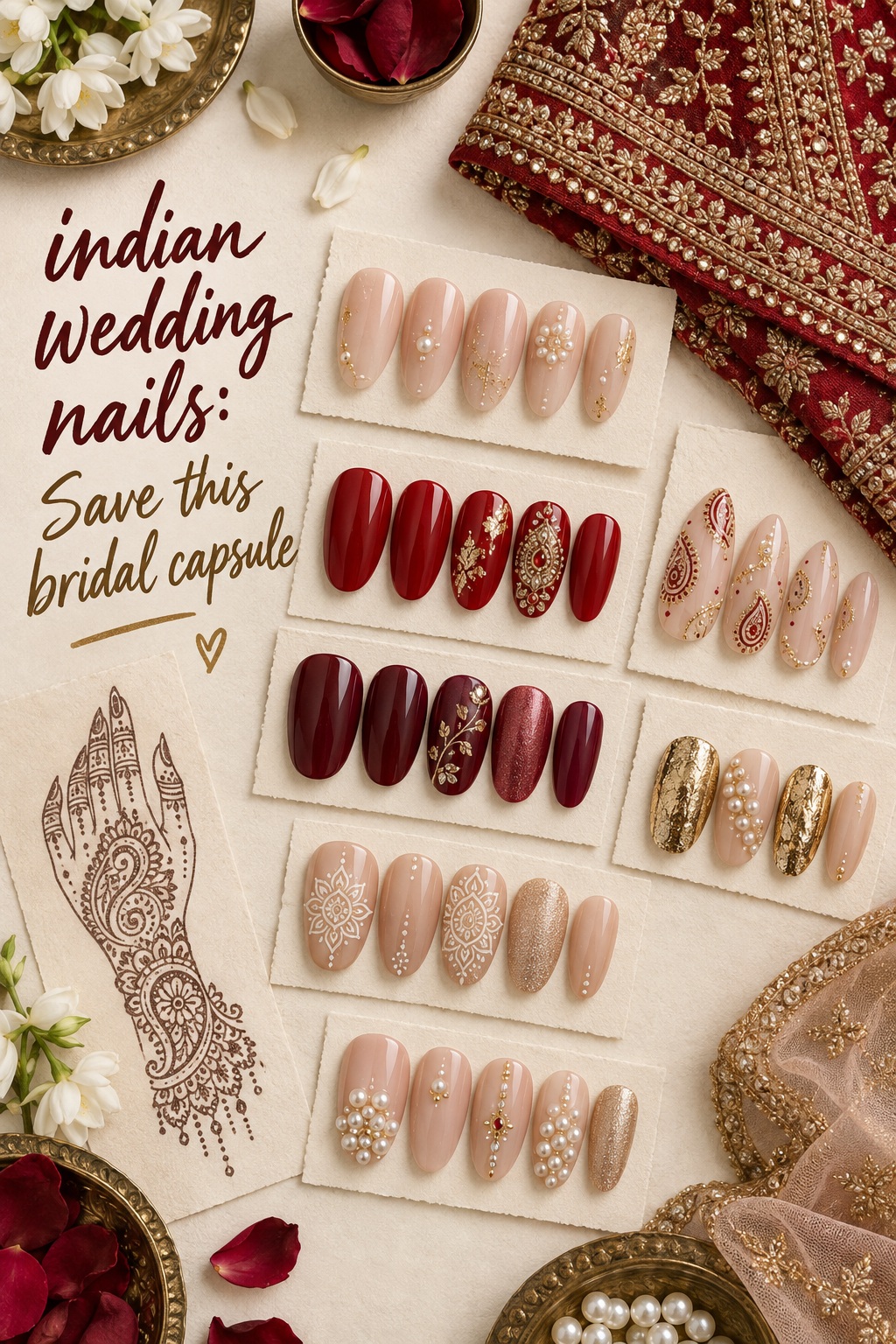 indian wedding nails Pinterest-flat bridal capsule planning board