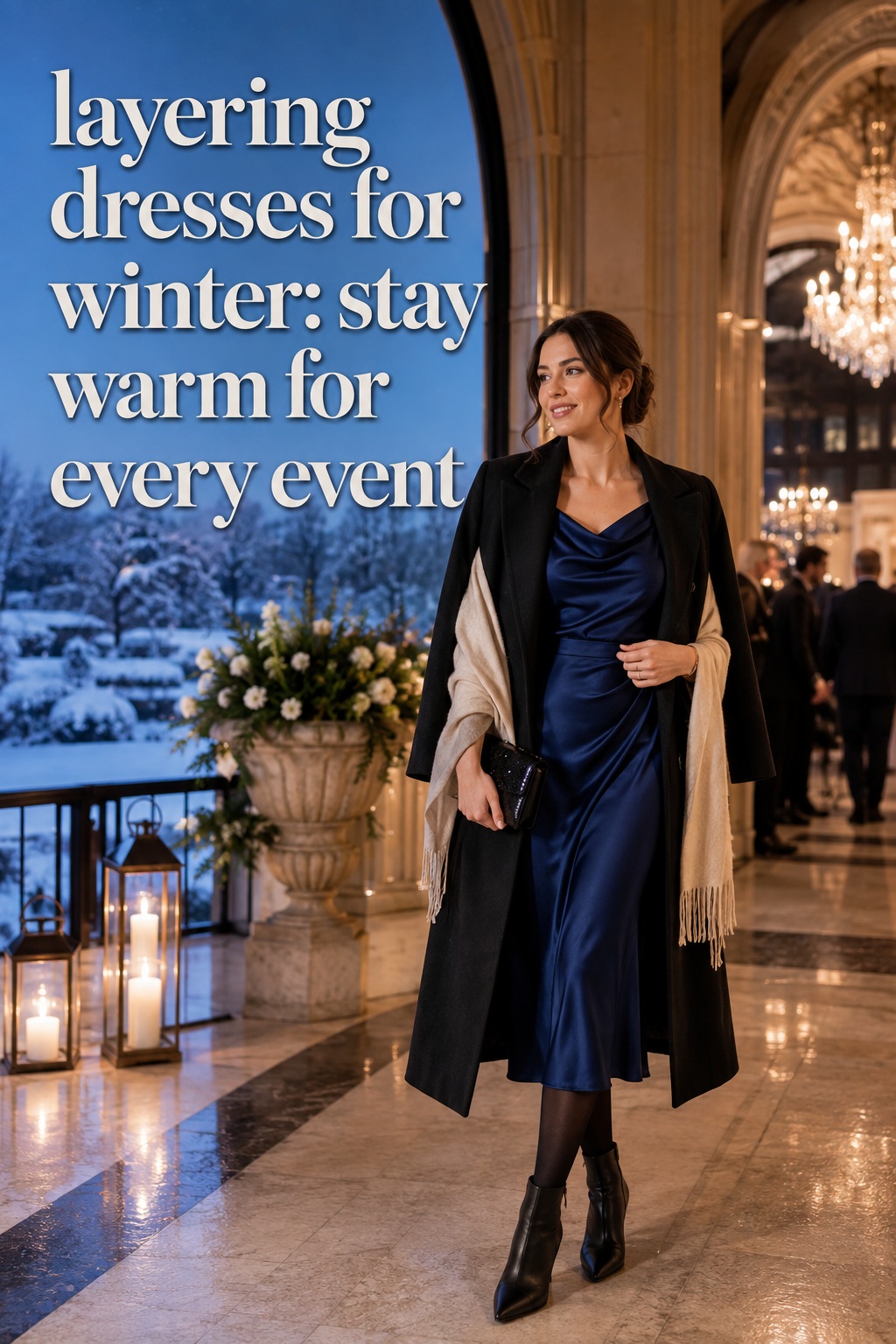 layering dresses for winter jewel tone wedding guest dress and wool coat