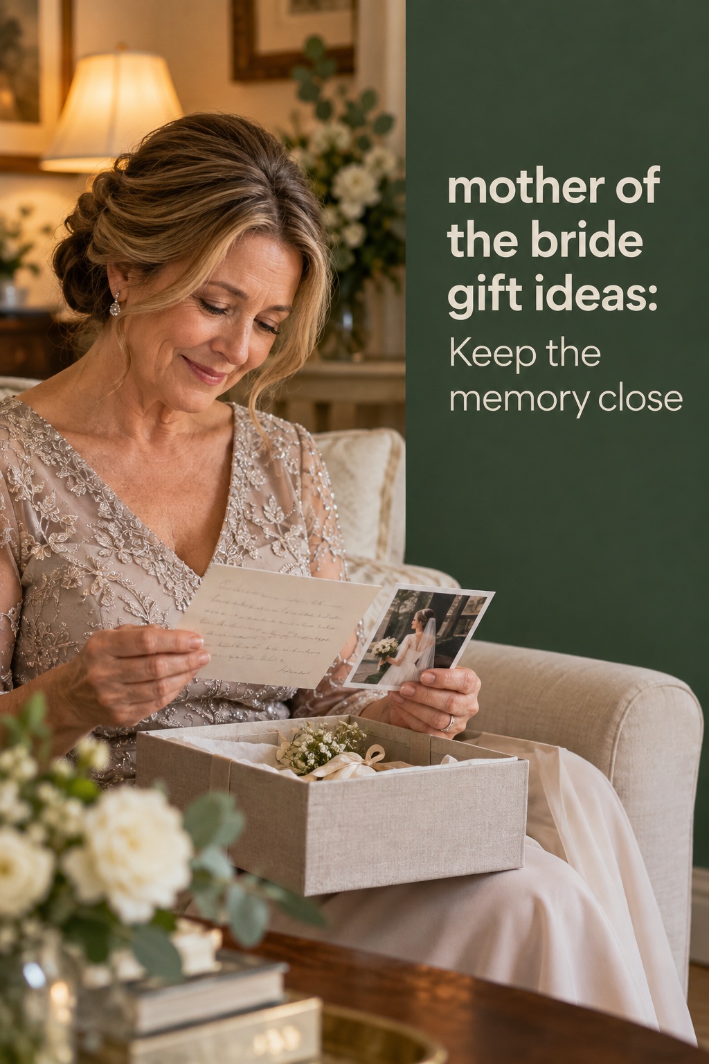 Mother of the bride gift ideas with a keepsake box and letter