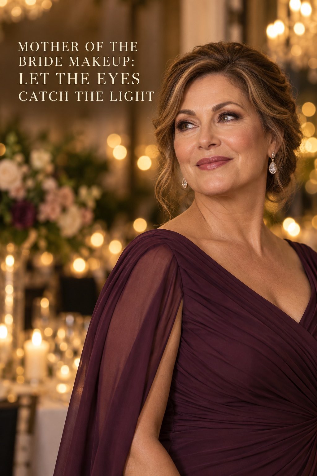 mother of the bride makeup with softly luminous evening eyes