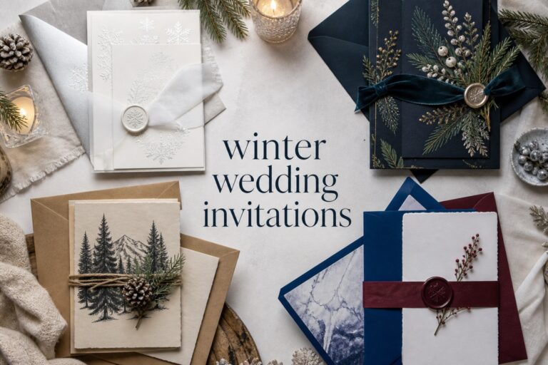 winter wedding invitations in four elegant seasonal styles