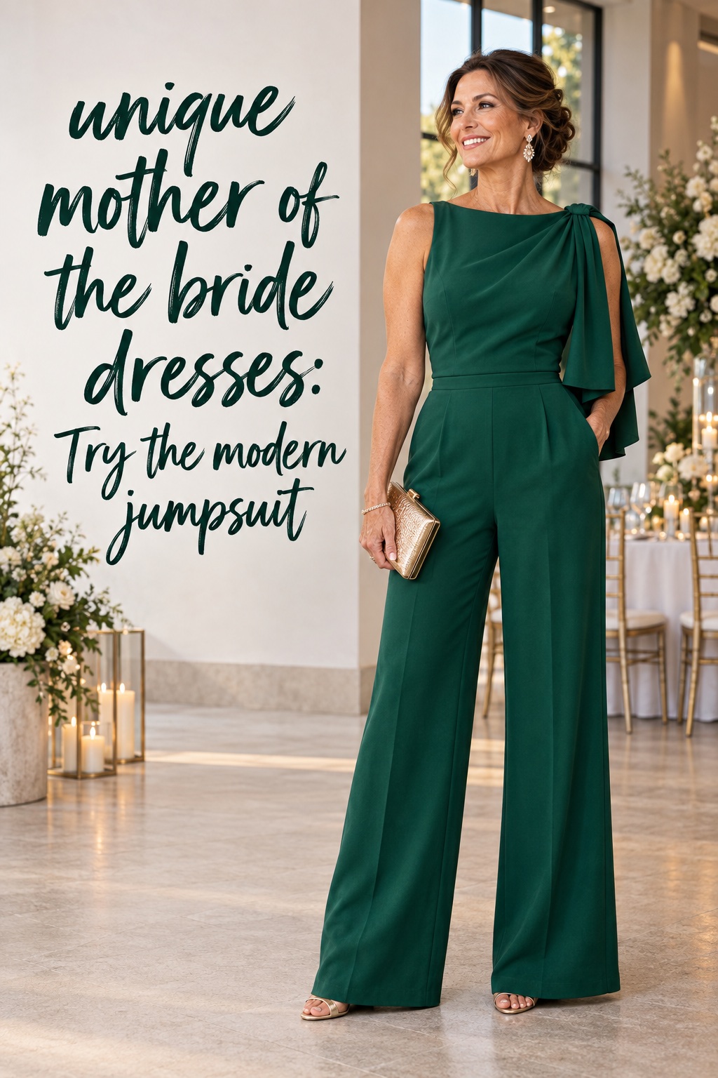 unique mother of the bride dresses in a plum satin pantsuit