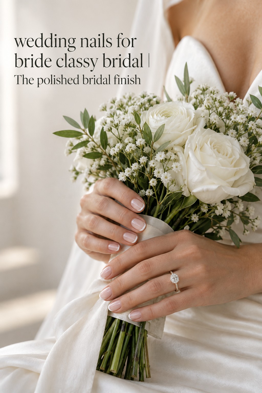 Wedding nails for bride classy bridal manicure with sheer blush and ivory micro French