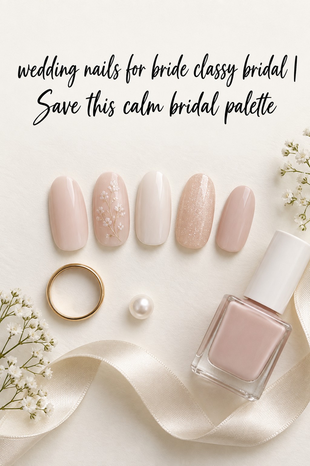 Wedding nails for bride classy bridal Pinterest-flat palette with blush swatches