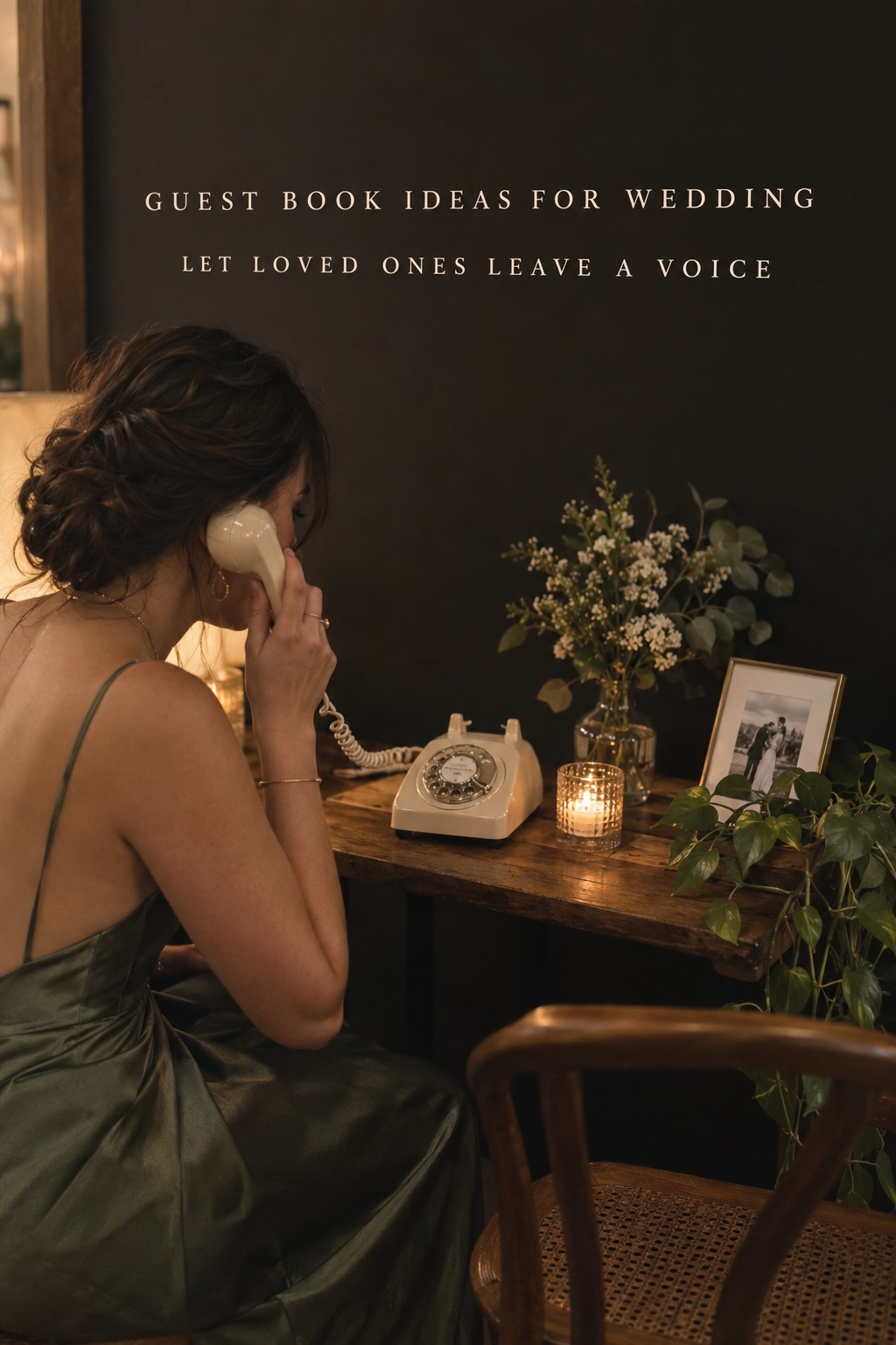 guest book ideas for wedding featuring a vintage phone audio guest-book nook