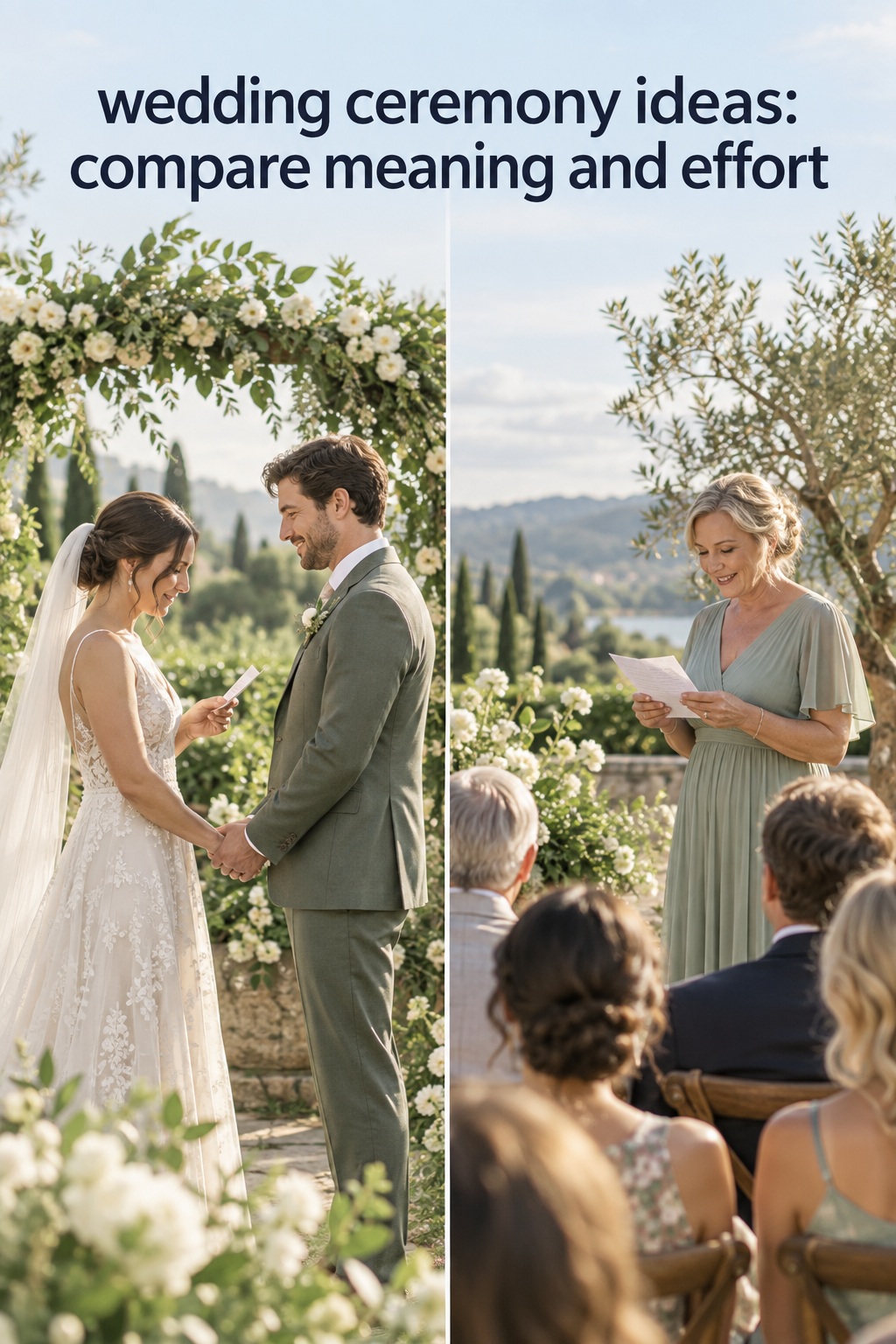 wedding ceremony ideas comparing personal vows with a family reading