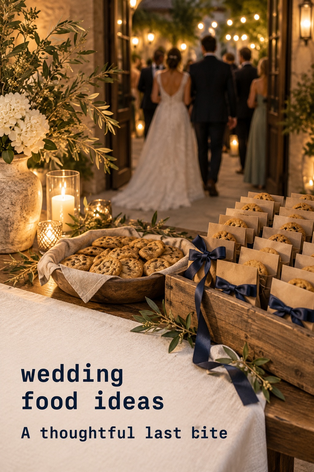 wedding food ideas take-away cookie favor station near the reception exit