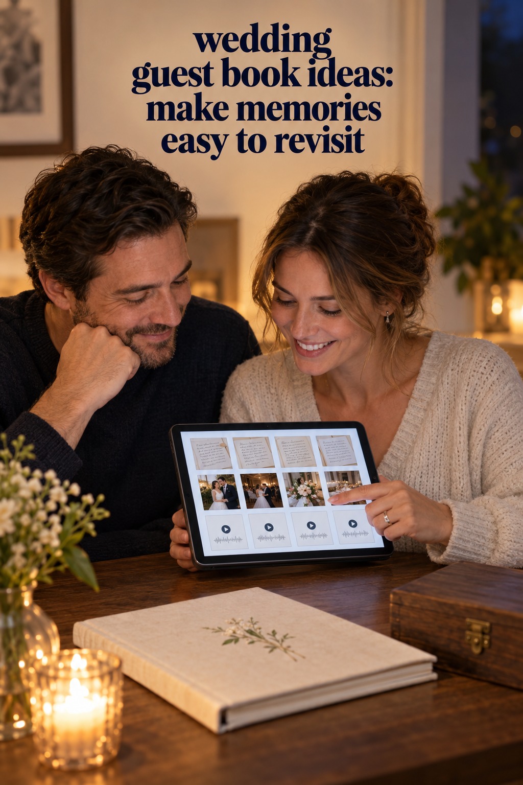 wedding guest book ideas in a digital archive with book pages, photos and recordings