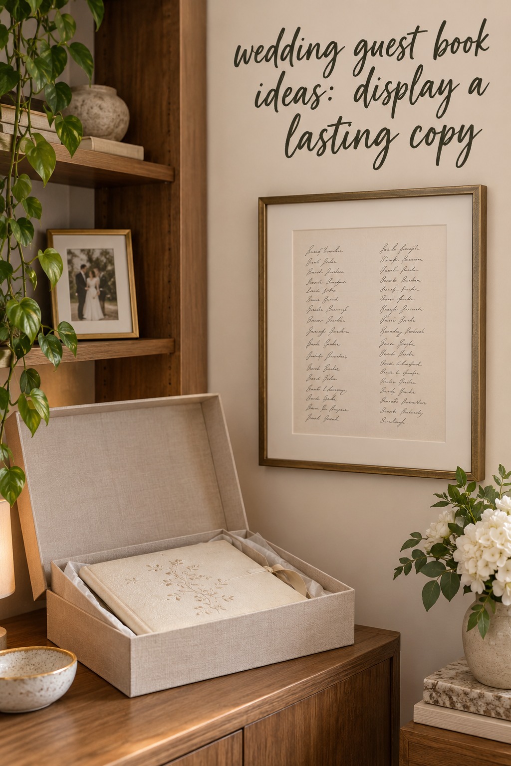 wedding guest book ideas with a stored original and framed message copy