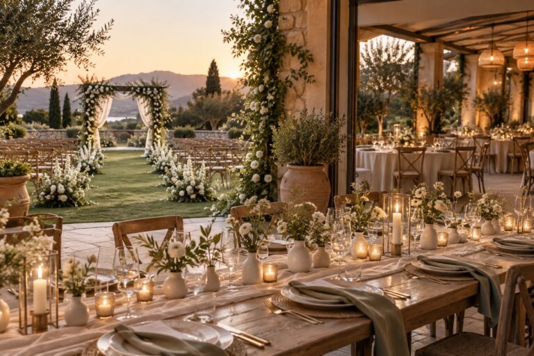 wedding ideas decoration linking a garden ceremony with a coordinated reception table