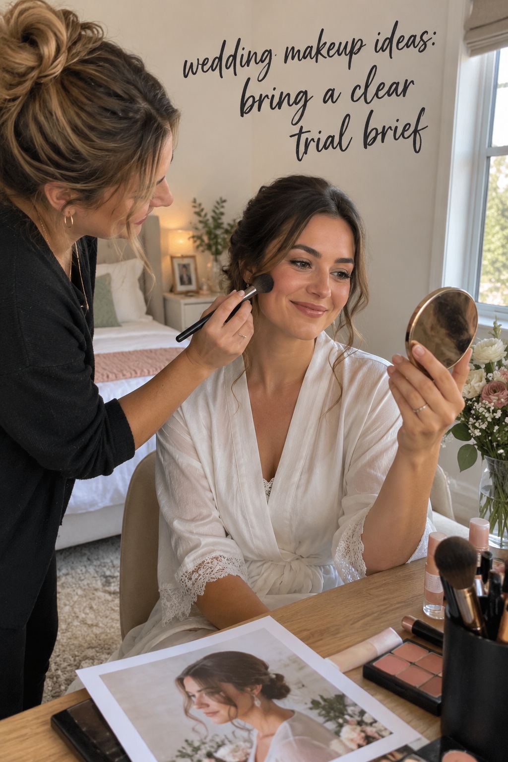 Wedding makeup ideas during a candid fictional bridal makeup trial
