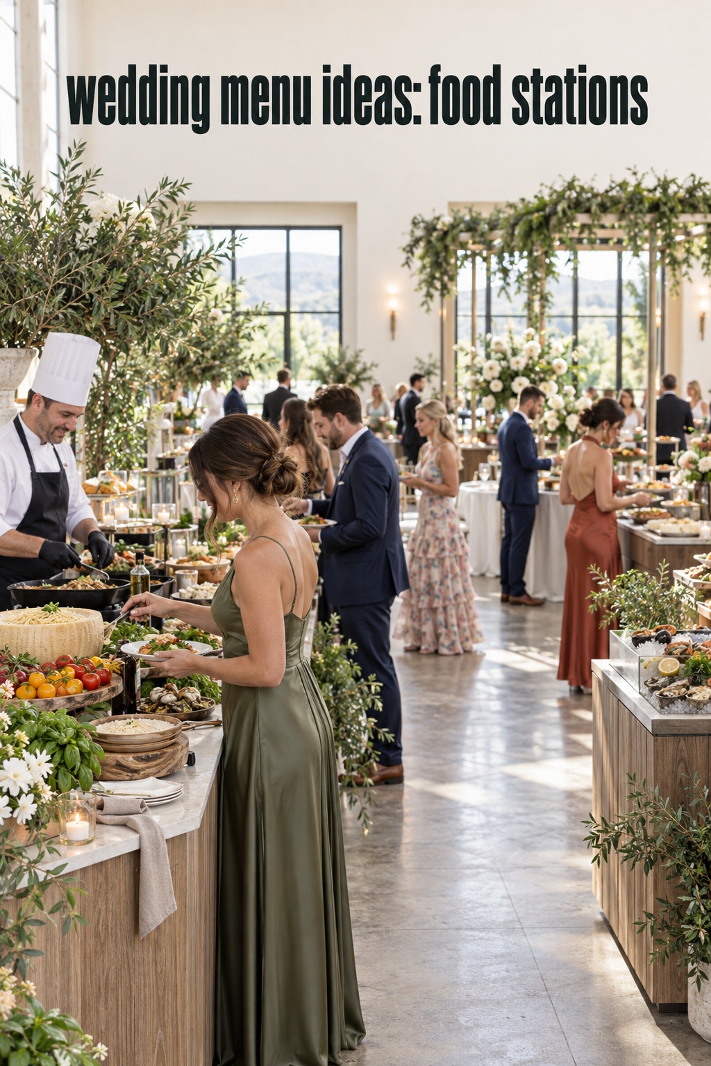 wedding menu ideas with multiple wedding reception food stations