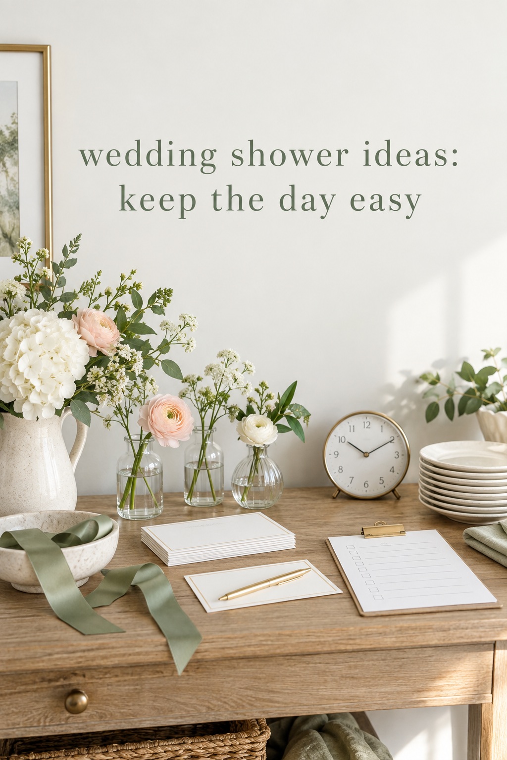 wedding shower ideas checklist on a calm pre-event table
