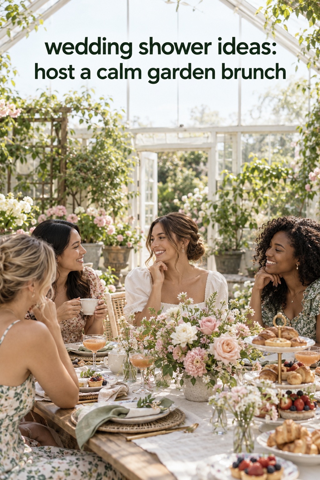 wedding shower ideas with friends sharing a garden brunch